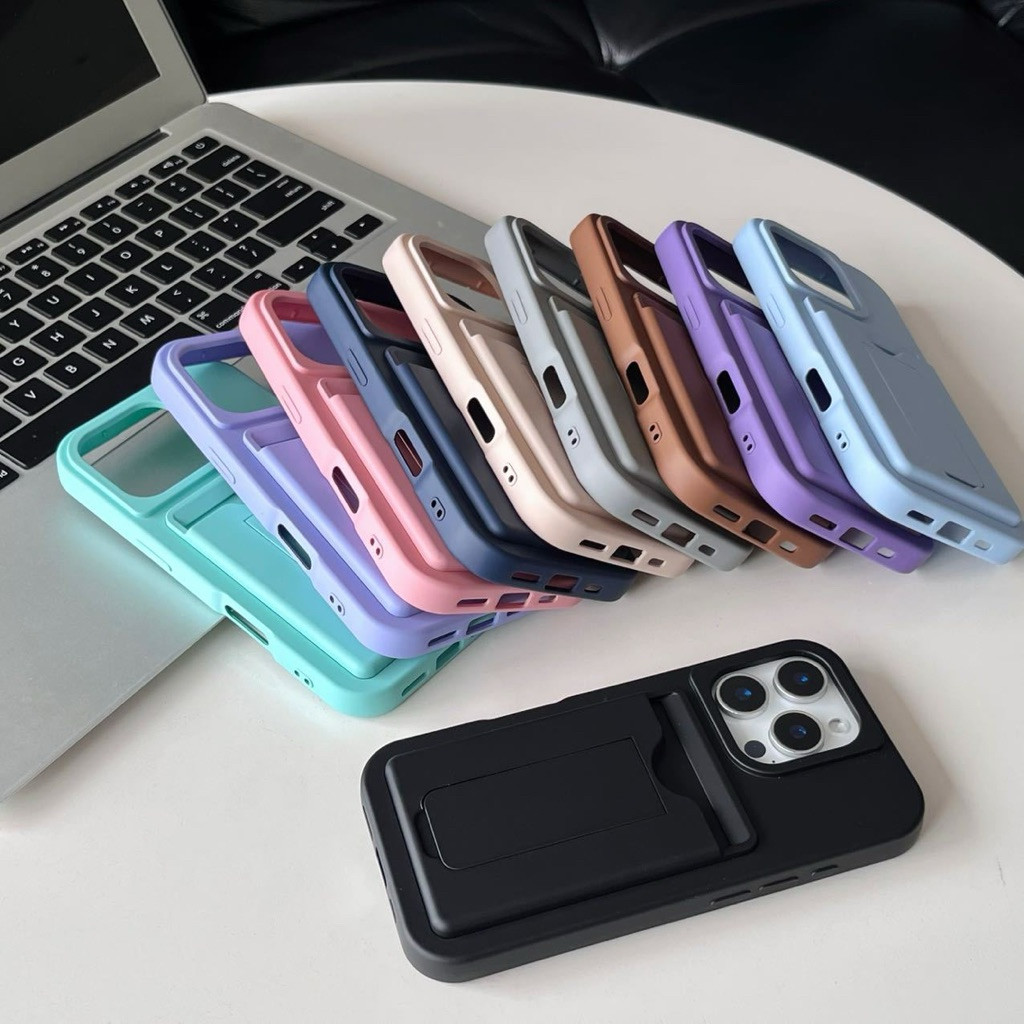 SLOT CARD STANDING MULTI FUNGSI CASE COMPATIBLE FOR IPHONE 11 12 13 14 15 16 PLUS PRO MAX