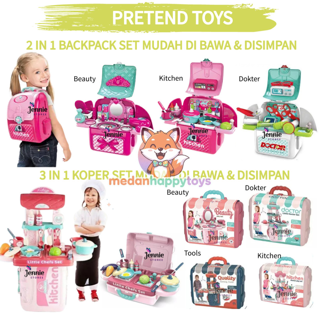 Mainan Kitchen Set Anak Backpack / Mainan Masak Masakan Anak / Mainan Anak Perempuan Kitchen Set