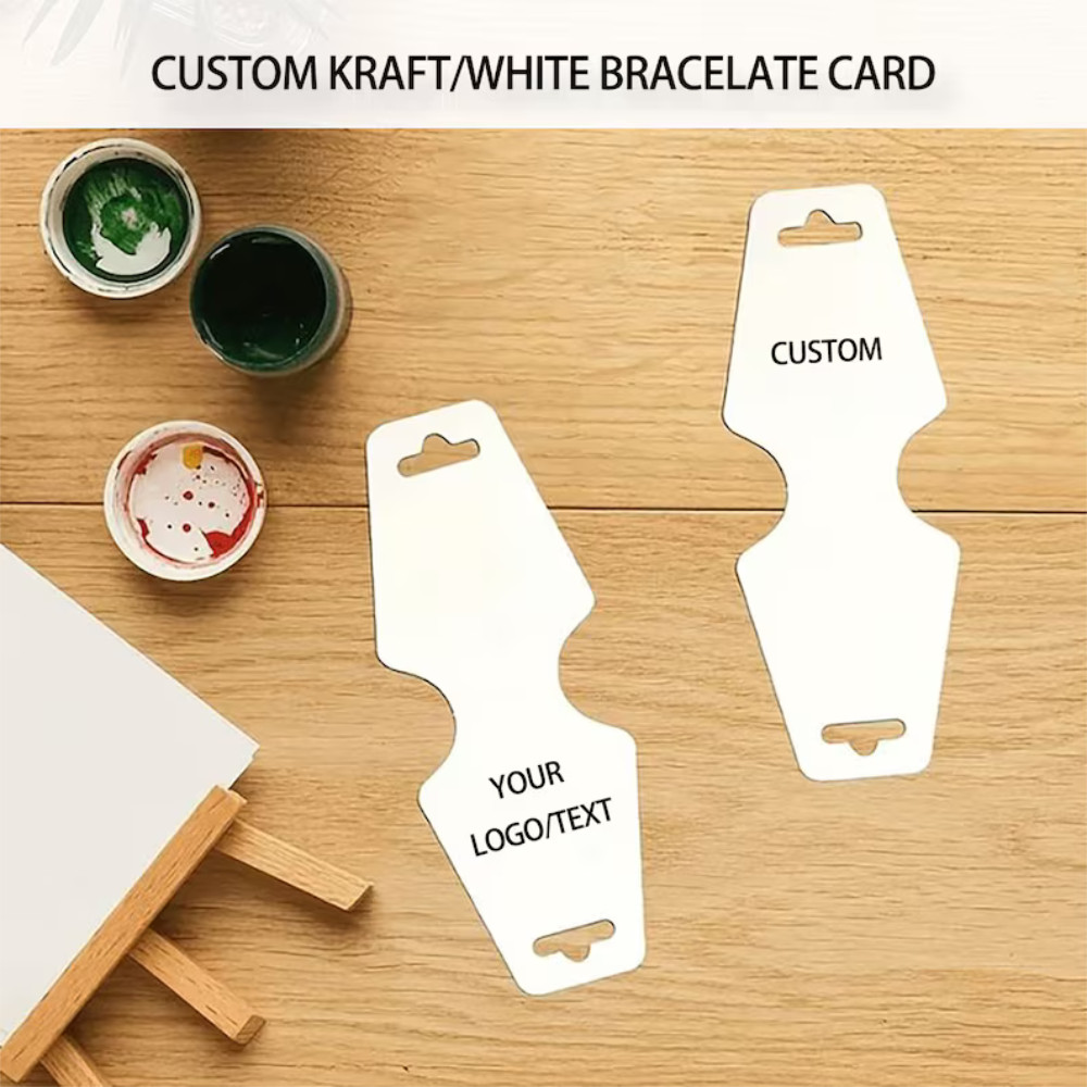 

Custom Fold Over Necklace Jewelry Display Cards Labels, Personalized Gift Wrapping Bags Label, Kraft White Black Paper Price Tag