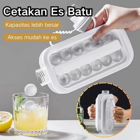 Botol Pembuat Es 2 in 1 Es Batu Silikon Tempat Es Batu Wadah Es Batu
