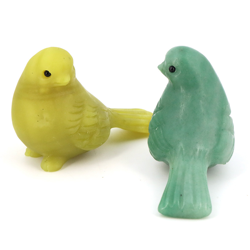 Cute Bird Statue Natural Stone Carving Healing Crystal Animal Figurine Ornament Gemstone Simulated B