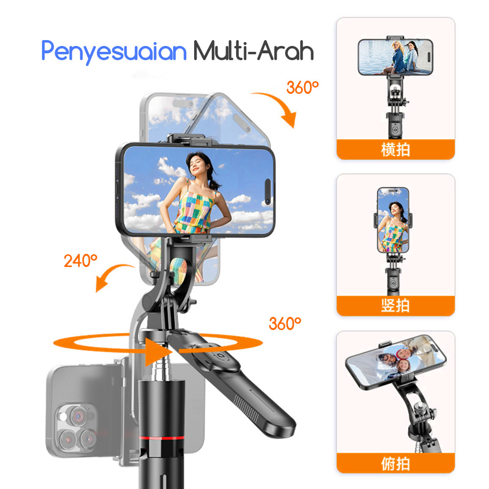 F16 Tongsis Stabilizer HP Tripod Panoramic 360°, Tongkat Selfie Bluetooth Remote Panjang 1708mm deng