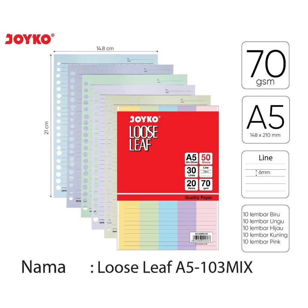 

BPP Loose Leaf A5 50 Mix