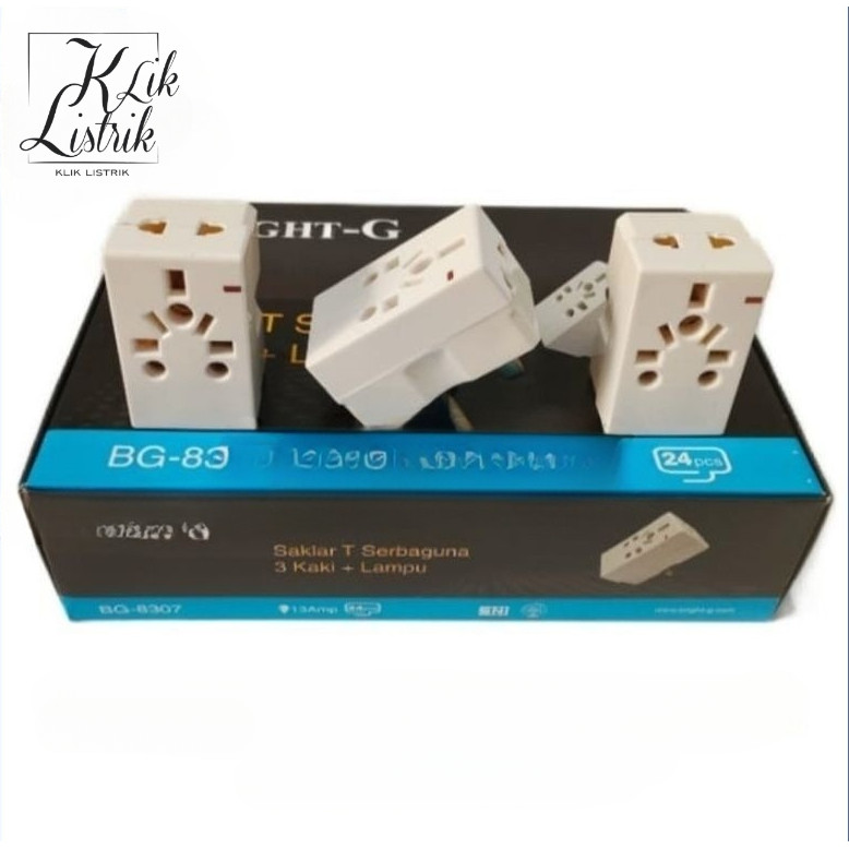 Klik Listrik - Colokan T Serbaguna Luar Negeri Steker T Serbaguna Kaki 3 Bright-g