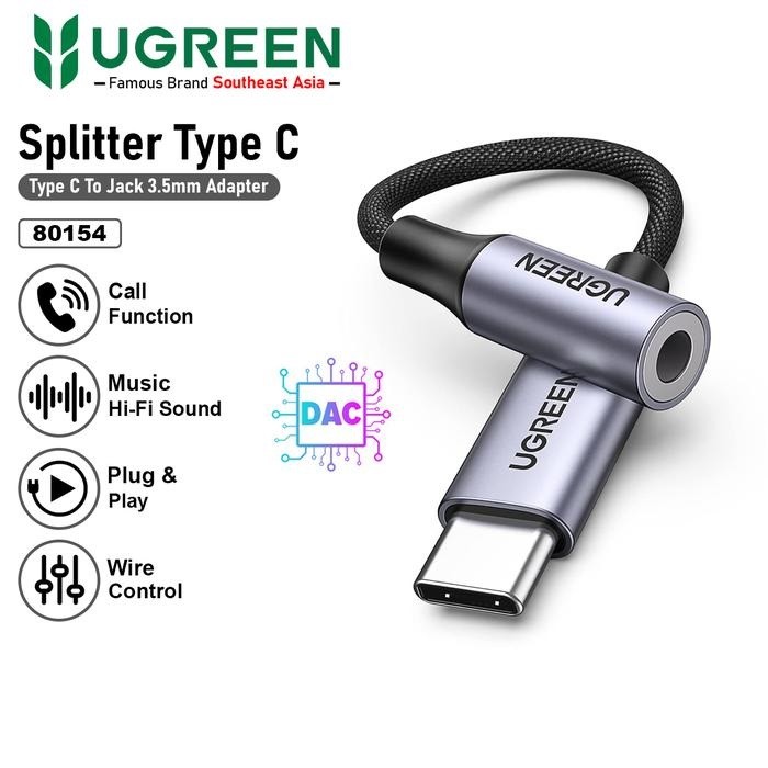 UGREEN 80154 70858 Converter Type C to 3,5 DAC / NO DAC Jack Earphone Audio Adapter