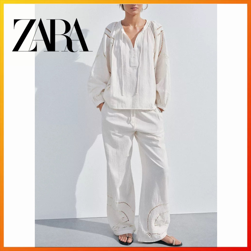 ZARa2025 women's Z1975 wide sleeved simple casual denim shirt set 1879025 427