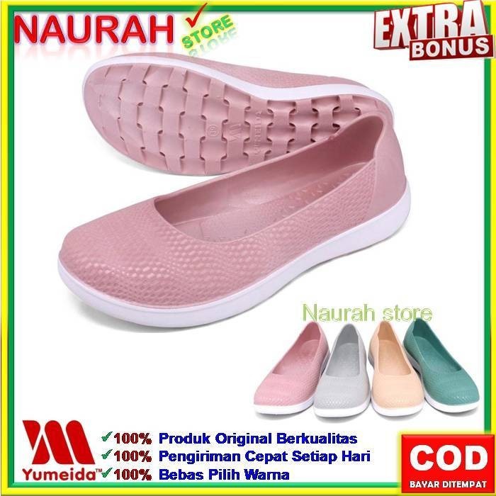 Sepatu Flatshoes Yumeida LD 9098 Slip On WanitaKaret Jelly Empuk Aneka Warna Original