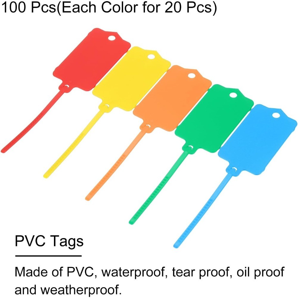 

New Reusable Blank Plastic Tags 50/100 Bundled with Serrated Tension Sealing Tape Waterproof Hanging Tag Hanging Tag Good