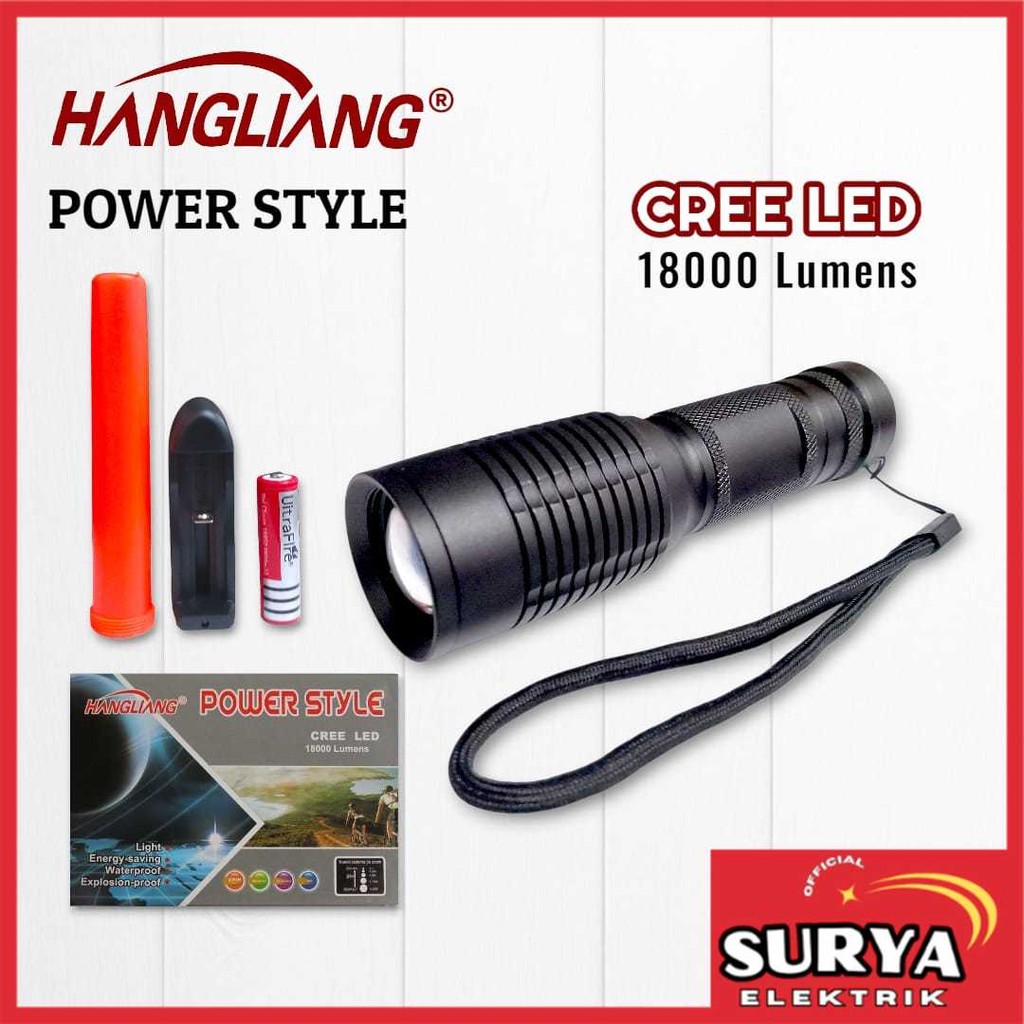 Paket Lengkap Senter / Flashlight SWAT Police / Lalu Lintas Bai Chuan / ShuangXiong / Hangliang