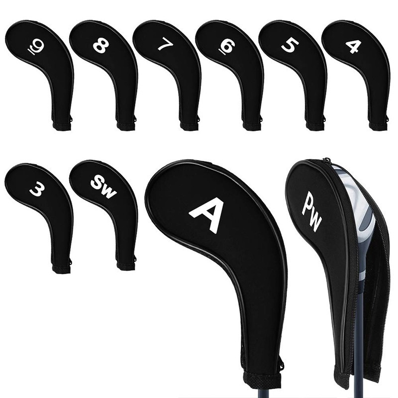 10pcs/Set Cover Pelindung Kepala Stik Golf Sarung Pelindung Cover Stik Golf Set Iron Club Stik