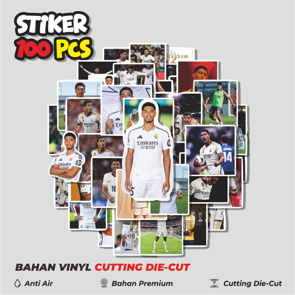

Terbaru! 50 pcs Stiker Sepak Bola RM Bellingham V5 Dekorasi Lucu Kreatif untuk Notebook, Skateboard, HP