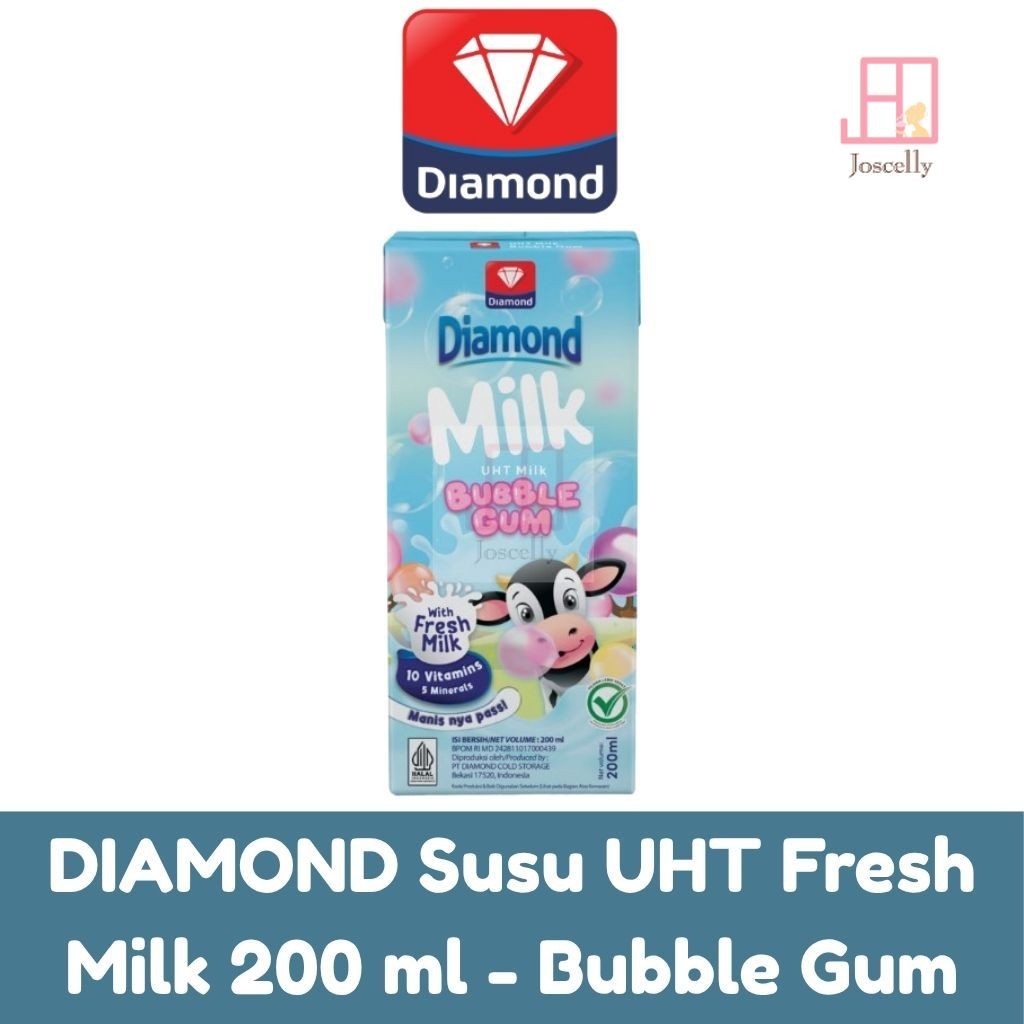 

JOSCELLY.ID DIAMOND Susu UHT Full Cream Fresh Milk 200 ml - Bubblegum