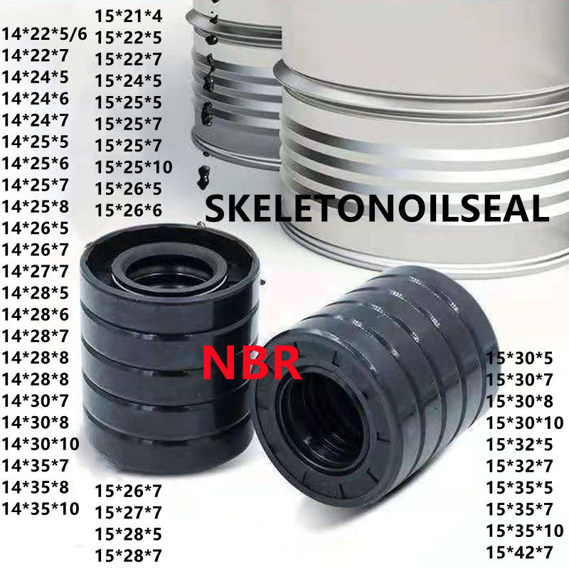 NBR Shaft Oil Seal TC-15*20/21/22/24/25/26/27/28/30/32/35*4/5/5.5/6/7/8/9/10mm Nitrile Covered Doubl