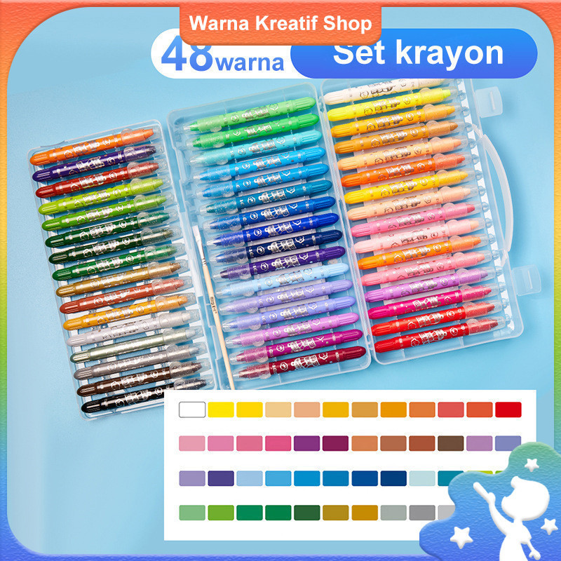 

Grasp Crayon Set 12/36/48 Warna Silky Crayon Water Soluble Crayons Krayon Licin Grasp