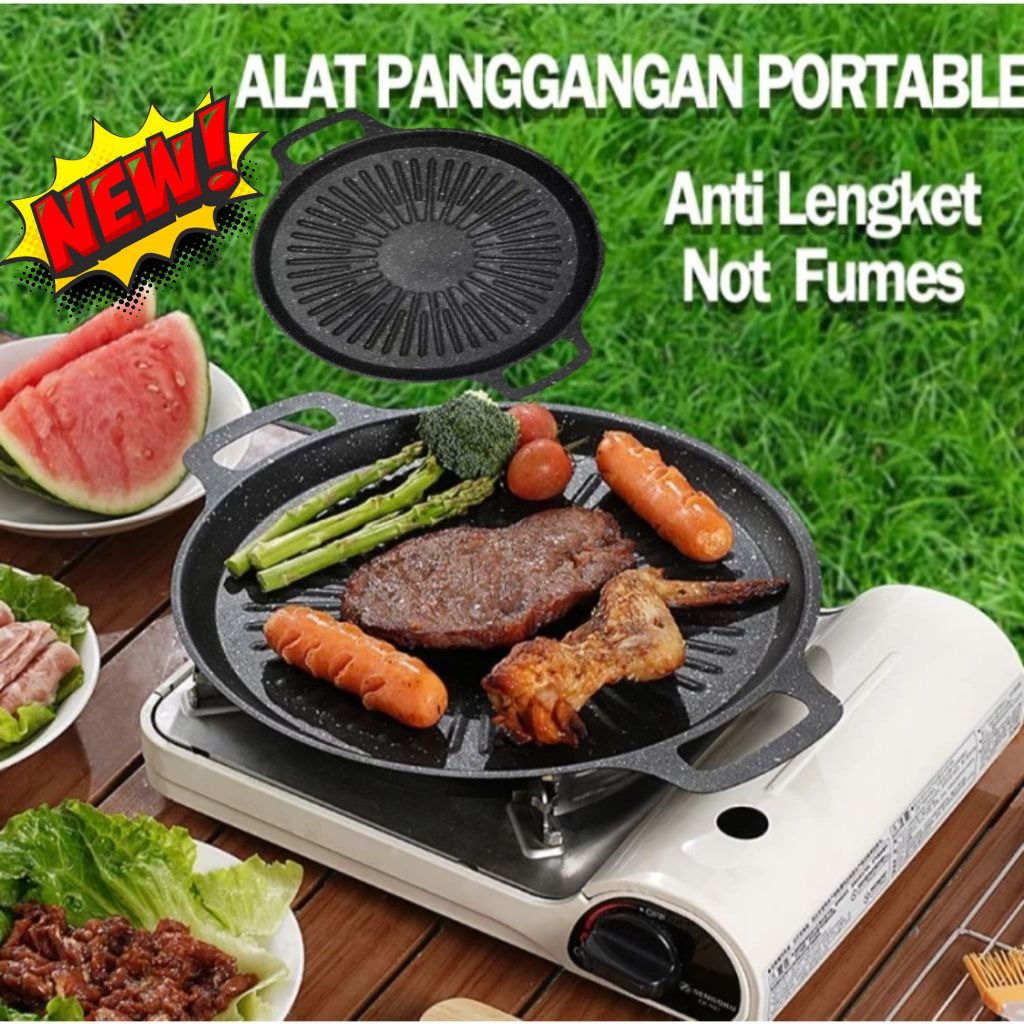 Grill Pan Ala Korea 36cm Ukuran Tebal Dan Kokoh Muat Banyak Anti lengket Kitchenware Alat Aluminium 