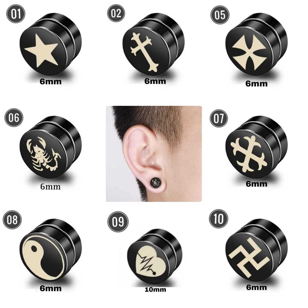 [HS] Anting Magnet Pria Wanita Anting Punk Tanpa Tindik