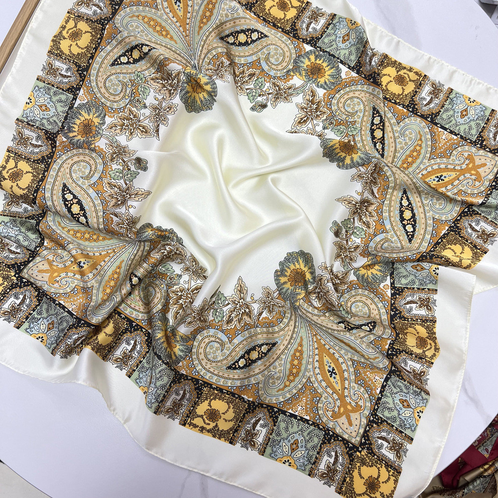 [HS] Baru 90cm satin dicetak syal sutra satin syal persegi serbaguna fashion wanita syal sutra imita