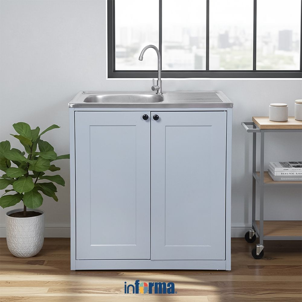 Informa Scott Kabinet Bawah Dapur Metal - Abu-Abu Lemari Kabinet Dapur Serbaguna Kitchen Storage Tem