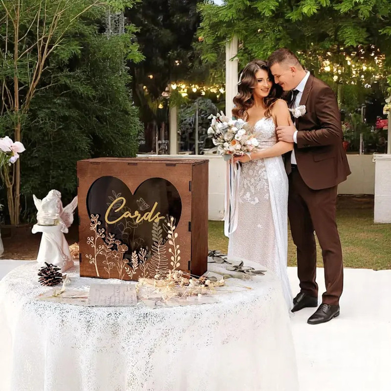 

Wedding Card Box, Wooden Card Holder, Money Box, Elegant Party Decoration for Weddings, Anniversaries and Gifts