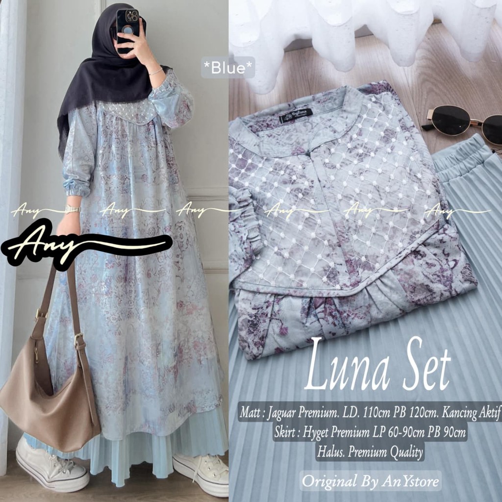 Setelan Rok Wanita Korean Style Luna – Atasan Modis + Rok Panjang Trendy Kekinian