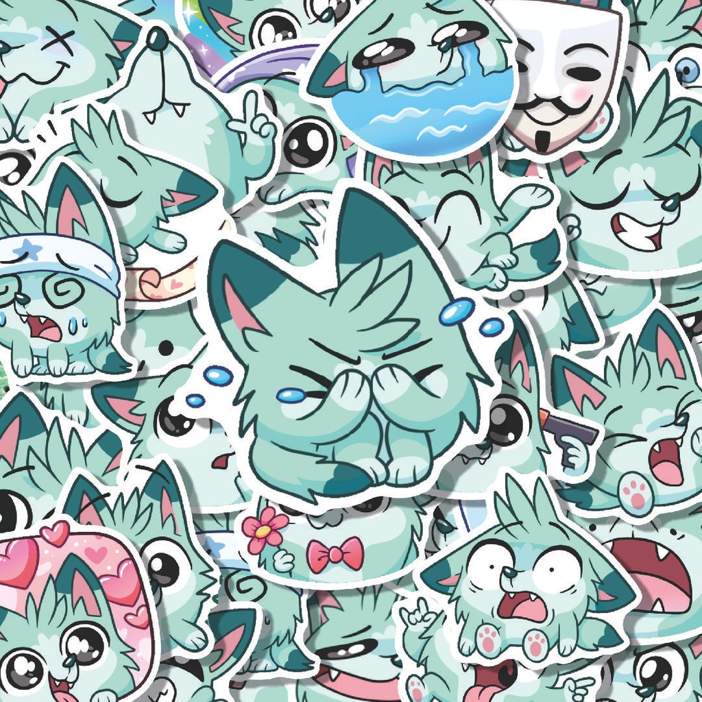 

100PCS Lucu Stiker Animal Warna Mint Stiker Aesthetic Stiker Anti Air Stikers Berperekat Waterproof sticker decal buat Motor Helm Buku Journal Koper Casing HP Laptop Botol Minum Hadiah anak
