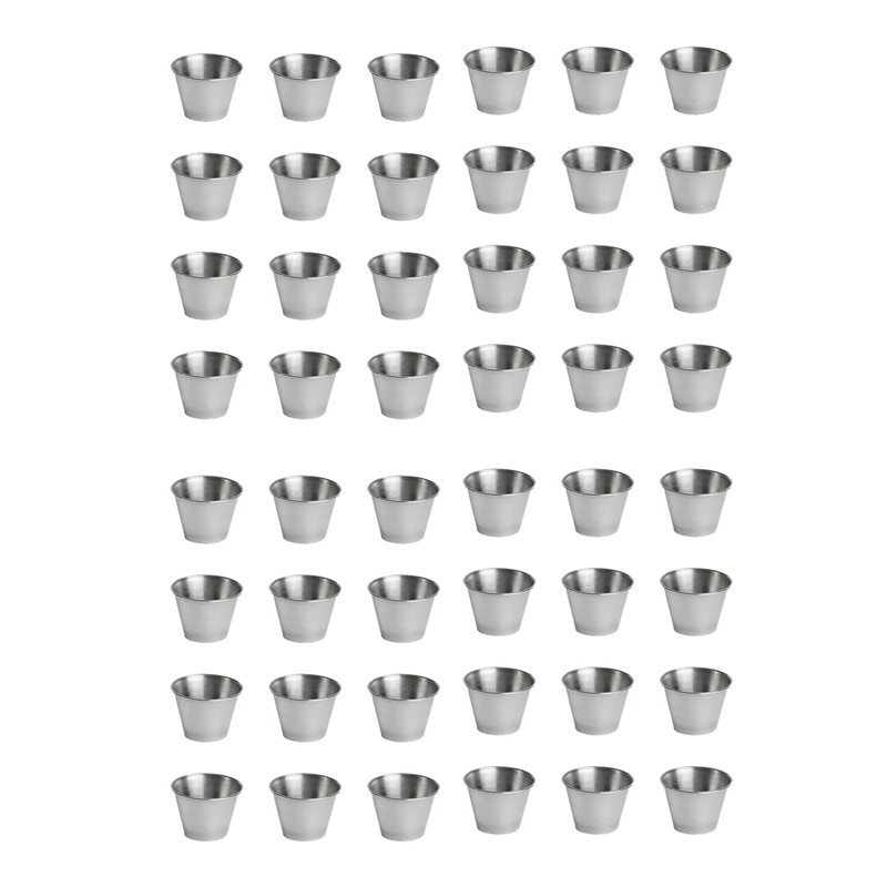 

48 Pack aço inoxidável condimento molho copos, Grau Comercial mergulhando copos de molho, Ramekin condimento copos Porção copos