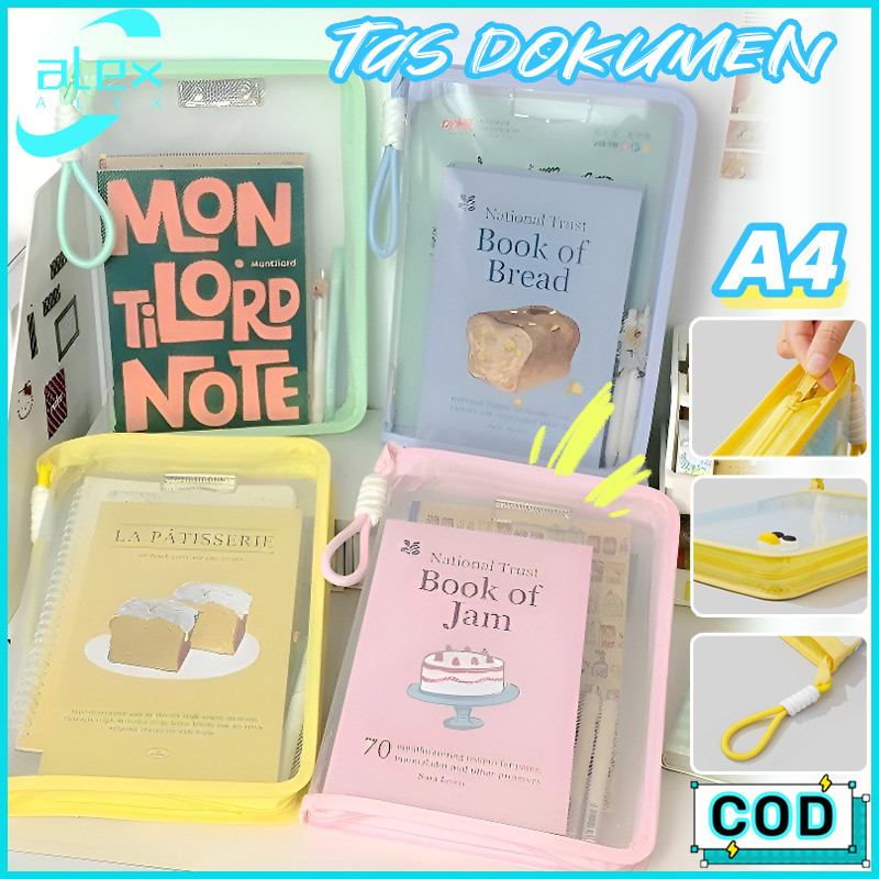 

A4 Tas Penyimpanan Buku Pelajaran Tas Dokumen Genggam Ritsleting Transparan Tas Penyimpanan Kerja Data