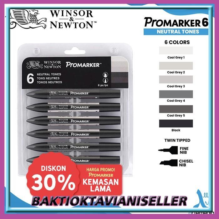 

Marker Winsor & Newton Promarker Set 6 Dual Point Pena Kuas Warna - NEUTRAL TONES