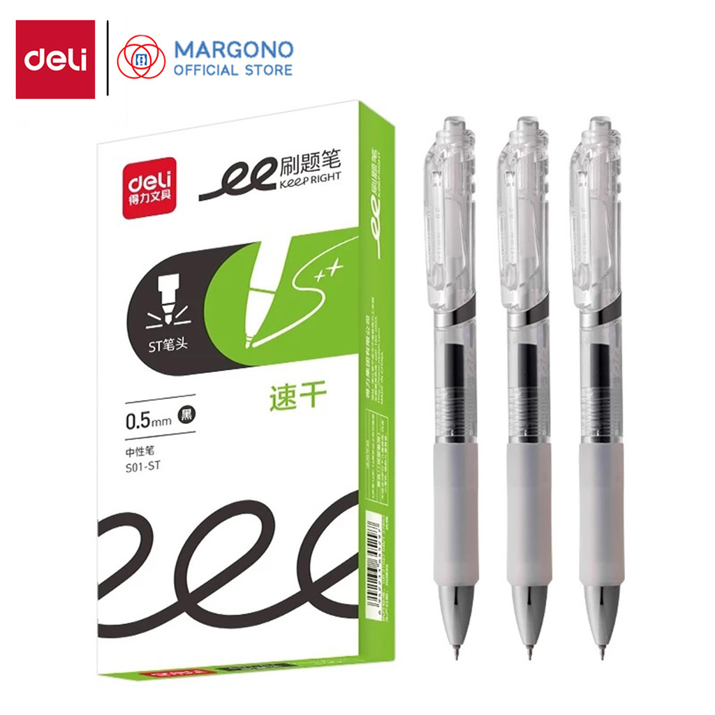 

Deli Gel Pen Pulpen Gel Pena 0.5 mm Tinta Hitam Tinta Cepat Kering Anti Meleber S01-ST