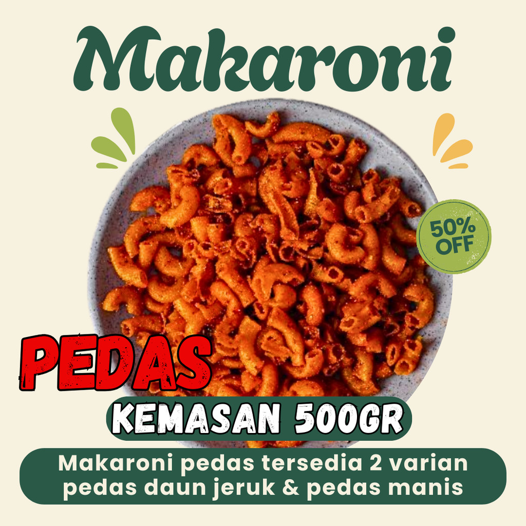 

Makaroni Pedas Makaroni keriuk pedas daun jeruk 500gram