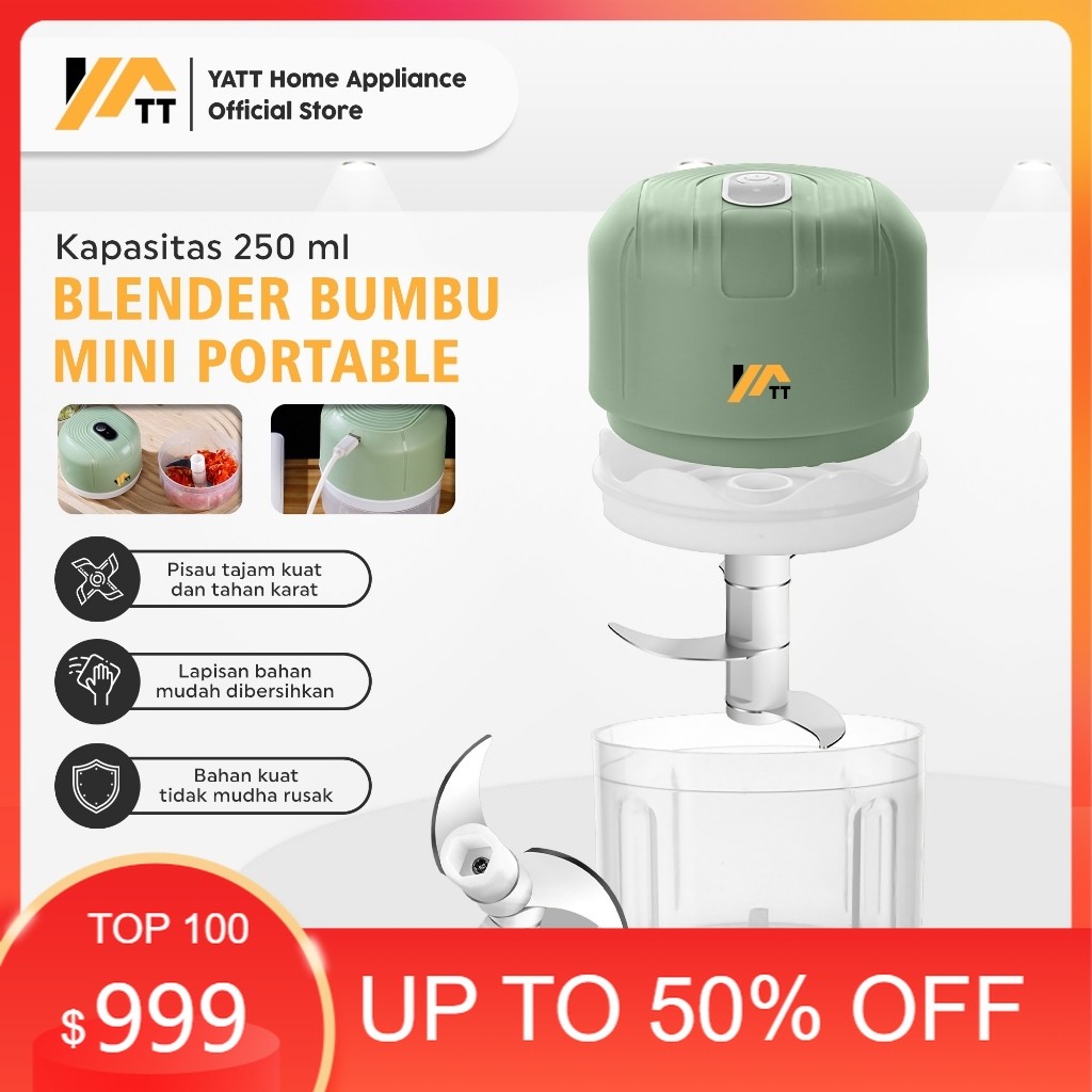YATT Blender Bumbu Portable Mini Cooper Blander mini Serbaguna Blender Daging Portable Blender USB