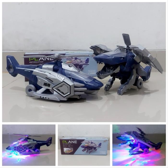 Promo Mainan Robot Helikopter Deformation - Pesawat Jadi Dinosaurus Anak