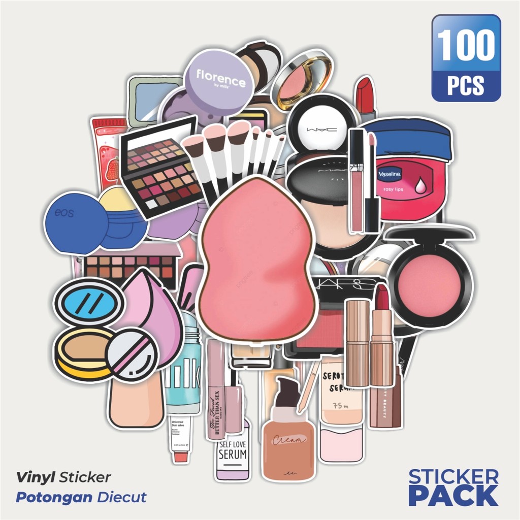 

MURAH 100 PCS Stiker Makeup Tools Waterproof Aesthetic- Untuk Laptop, Motor, dan Helm - Paper Stationery Pack