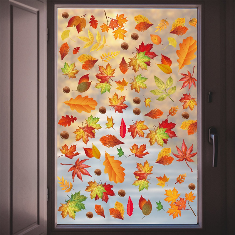 

COSW-9 Sheet Autumn Window Clings Autumn Window Clings For Glass Autumn Window Stickers Fall Window Stickers Thanksgiving