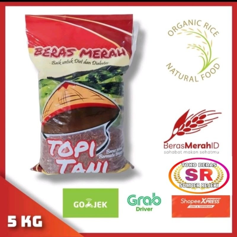 Beras MERAH CAP TOPI TANI 5 KG ( organik)
