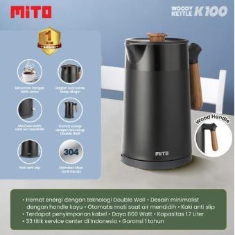 MITO Teko Listrik Pemanas Air 1,7 Liter 800 Watt K100 - Garansi Resmi