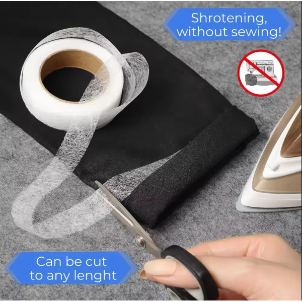 Lem Kain Pita Jahit Perekat Kain Fusible Double Tape Adhesive Hot Melt