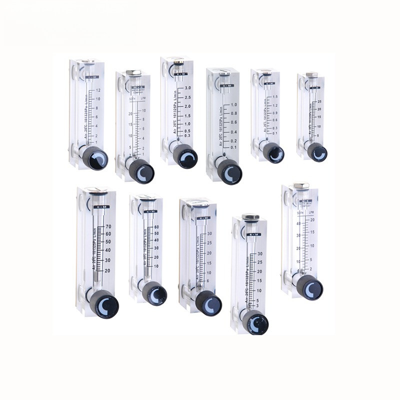 PMMA Gas Flowmeter Air Flow Meter 1/4" BSP Female Square Panel Type Rotameter LZT-6T 0.1-1LPM 10-100