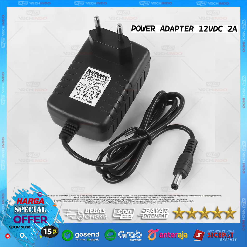 Adaptor DC 12V 2A / Charger Power Supply Universal CCTV Router Lampu Fan 