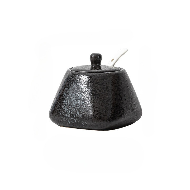 Japanese Ceramic Seasoning Jar Set Hotel Restaurant Seasoning Jar with Lid Salt Jar Home Kitchen Sea