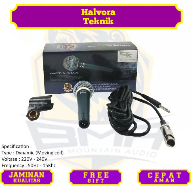 Mic Microphone kabel BMA Beta58A Beta 58A Beta58S Dynamic mik original asli