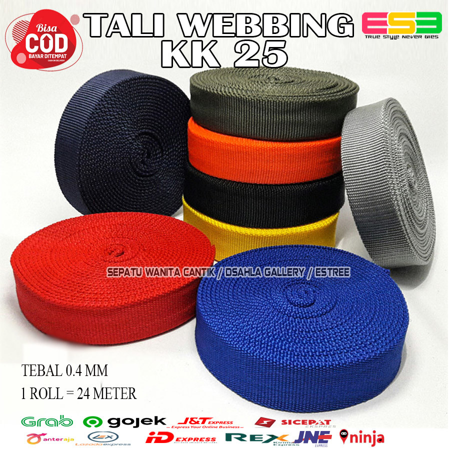 Tali webbing warna warni / Tali Webing 2.5 cm Tebal Kuat/ Tali Sling / Tali Webbing / Pita Bisban / 