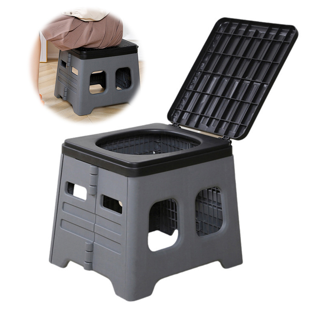 Portable Camping Toilet with Lid Portable Folding Toilet Multifunctional Foldable Outdoor Camp Toile