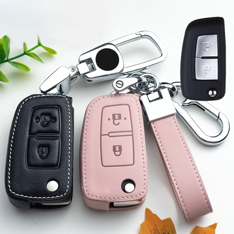Leather Car Key Cover Case Shell For Nissan Qashqai J11 X-Trail Juke Micra Murano Tiida Maxima Altim