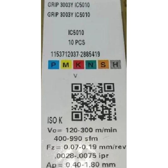 ORIGINAL  10 PCS CARBIDE INSERT   ‎‎‎‎‎‎‎‎‎GRIP 3003Y IC5010