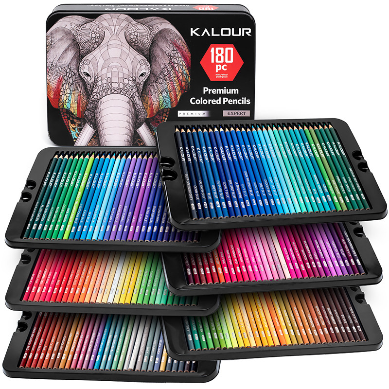 KALOUR 50/72/180Pcs Oil Colored Pencils Set Professional Drawing Color Pencil ForArtist Coloring Ske