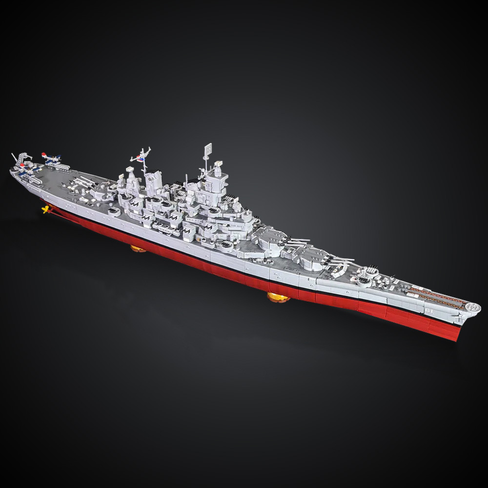 MOC USS Iowa BB-61 Battleship Bricks Model World War II Navy Military Battleship Building Blocks Ass
