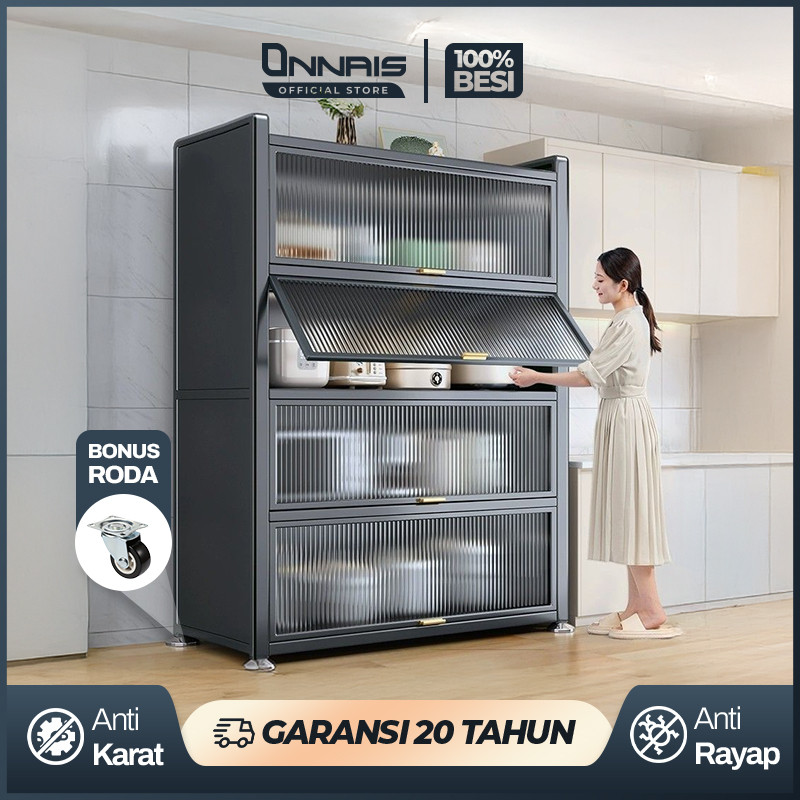ONNAIS Lemari Dapur Rak Piring Rak Dapur Serbaguna Lemari Dapur Minimalis Lemari Dapur Serbaguna
