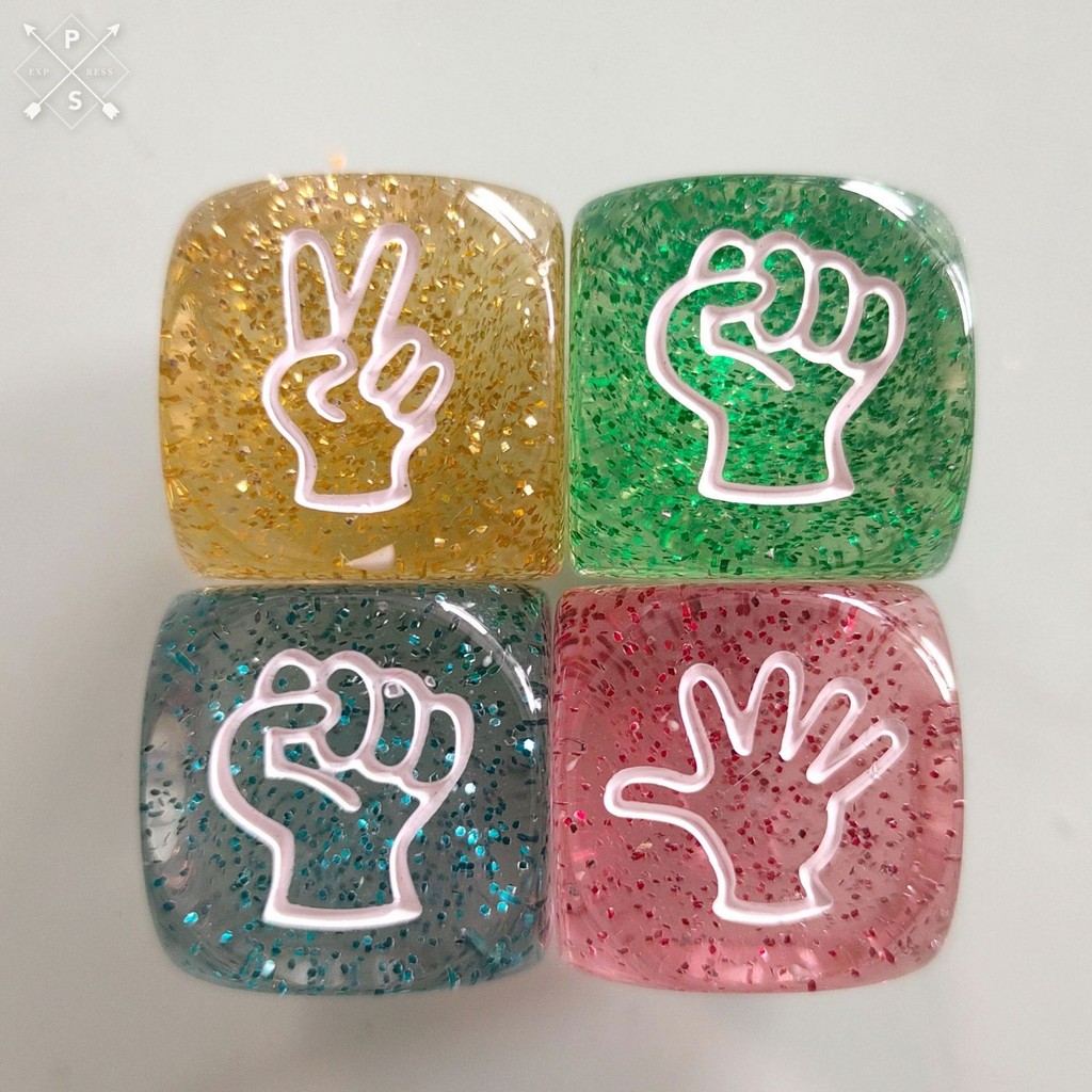 Dadu Suit Jepang - Crystal rock paper scissors dice 20mm large game