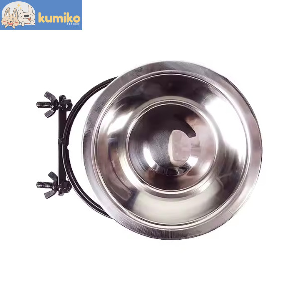 Mangkok Makan Minum Kucing Anjing Jepit Kandang Stainless-Cat and Dog Bowl